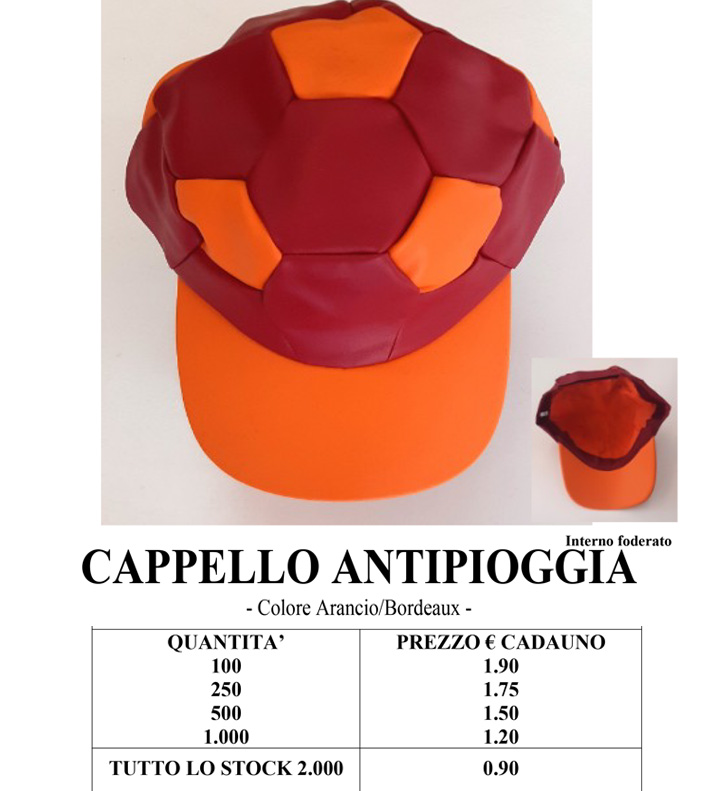 Cappello antipioggia pvc morbido calcio aran/bord